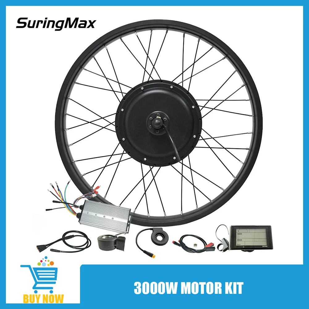 3000W Fat Hub Motor Kit for Electric Bicycle, Bike Conversion Set, E-bike, 45H, 72V, 80A, 100A Controller, 26x4, 175mm