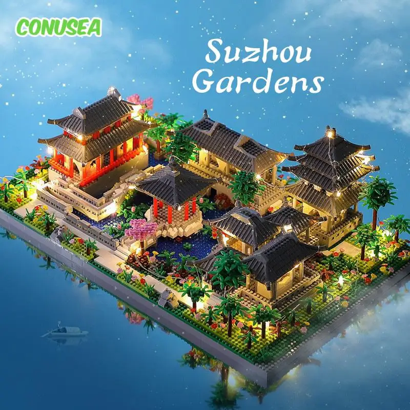 

3900Pcs Suzhou Garden Building Blocks Chinese Architecture Mini Bricks Traditional Style House Assembled Bricks Christmas Gifts