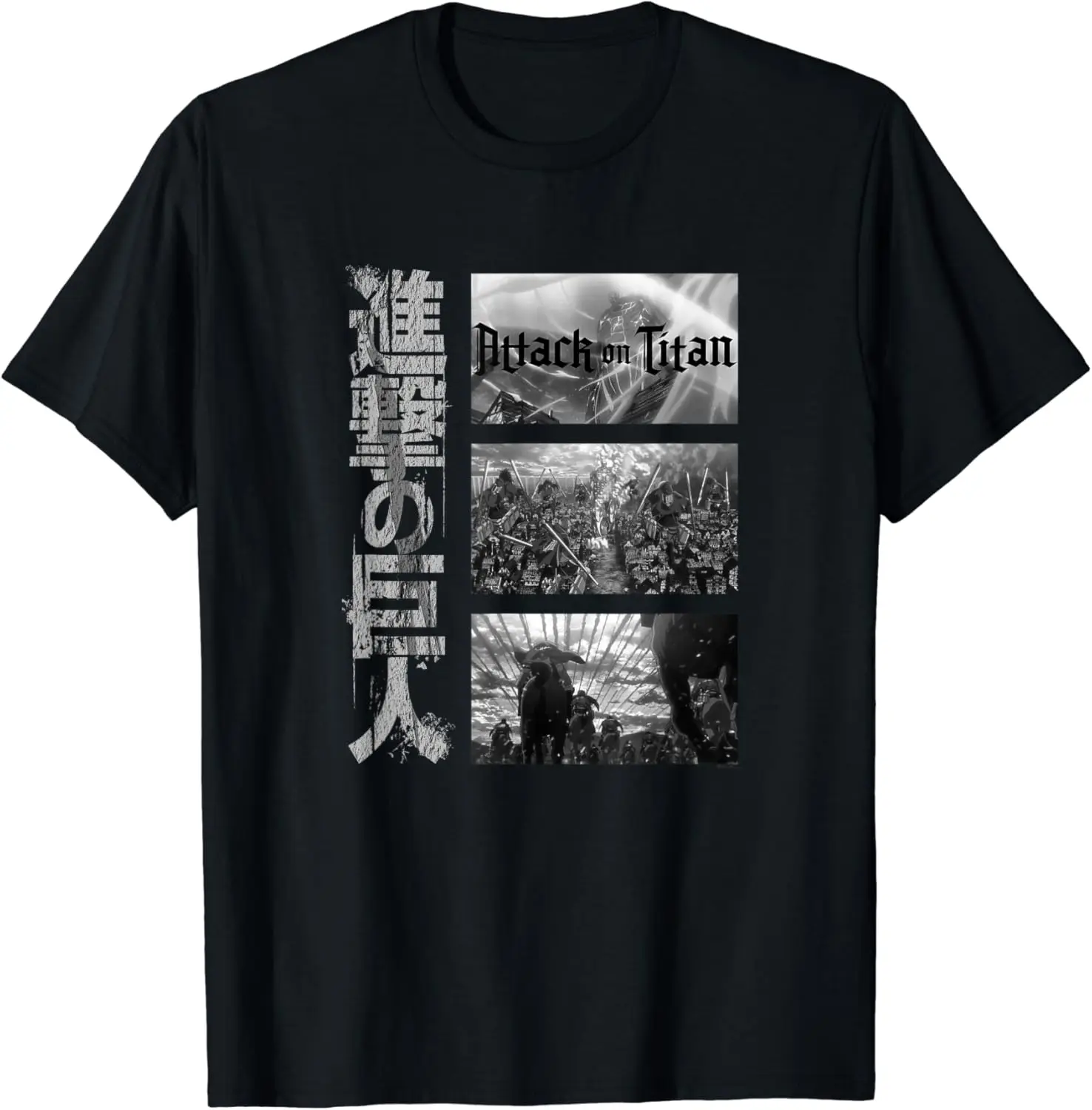 Three Frame Attack with Kanji T-Shirt 100% Cotton Streetwear High Quality