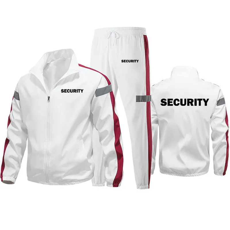 M-6XL New Zip-up Tracksuit (Jacket + Sweatpants) Security Print high quality Outdoor Men's Jacket set Spring Autumn Men's Suit