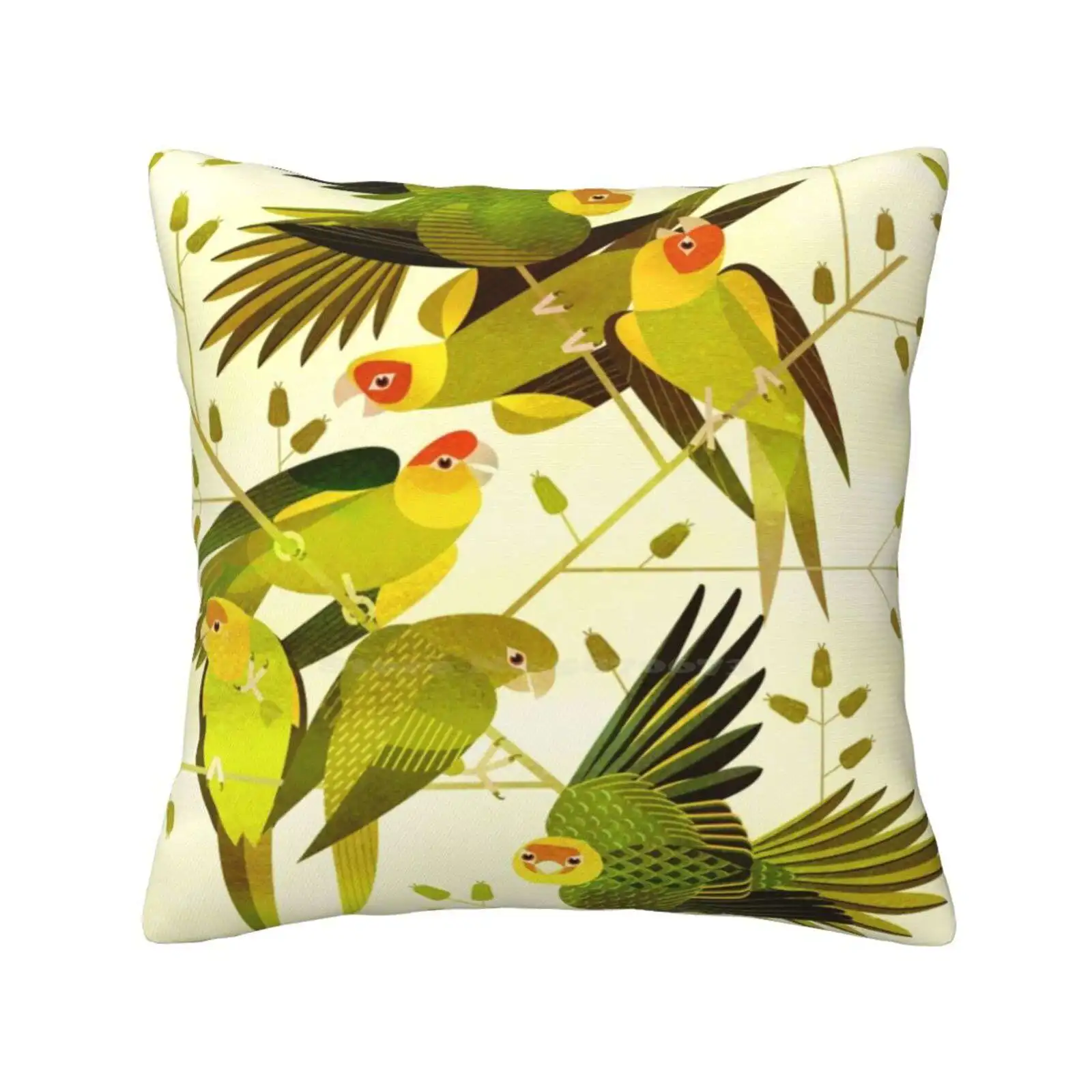 Carolina Parakeet Home Sofa Car Waist Throw Pillowcase Scottpartridgeart Partridge Graphic Design Digital Illustration Jevaart