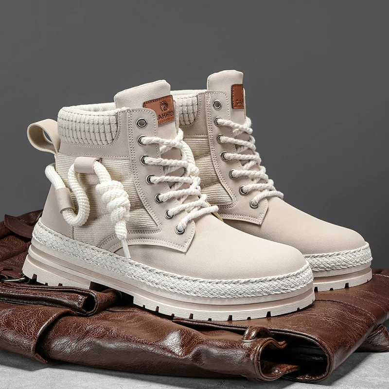 High Quality Men Boots Casual Shoes Designer Luxury Platform Cowboy Military Chelsea Leather Tactical Work Safety Ankle Sneakers