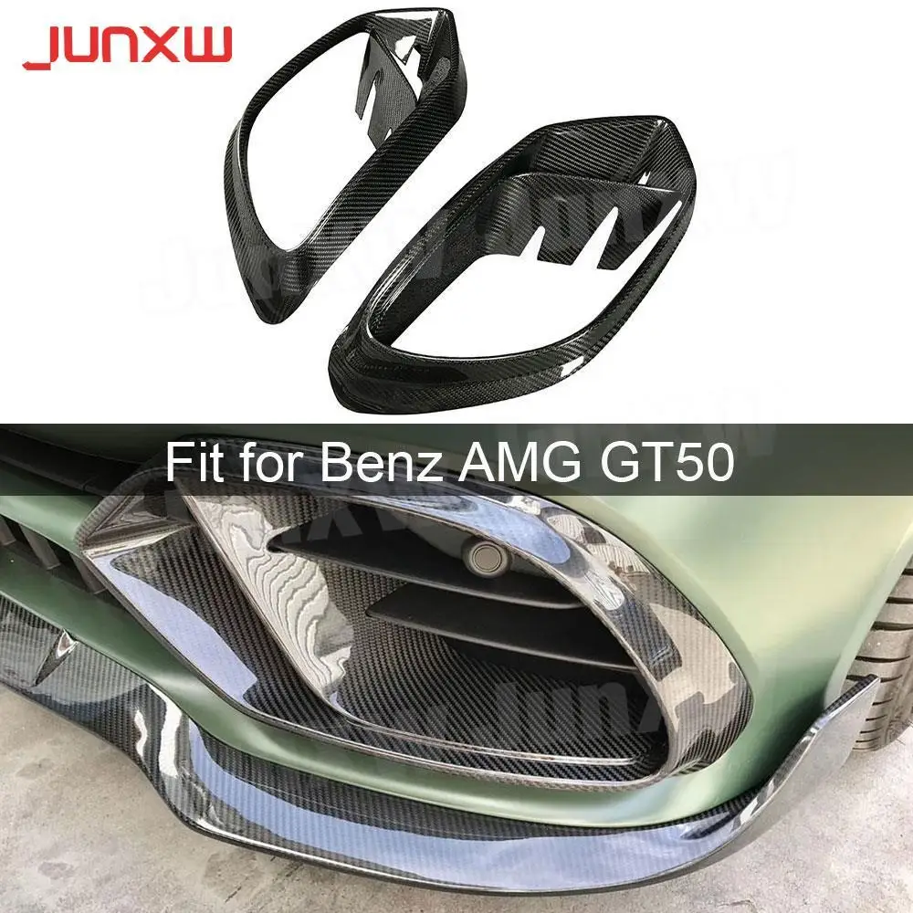 

Dry Carbon Fiber Front Bumper Foglamp Air Vent Trim Mesh Covers For Benz AMG GT43 GT50 GT53 2019 2020 FRP Grill Frame