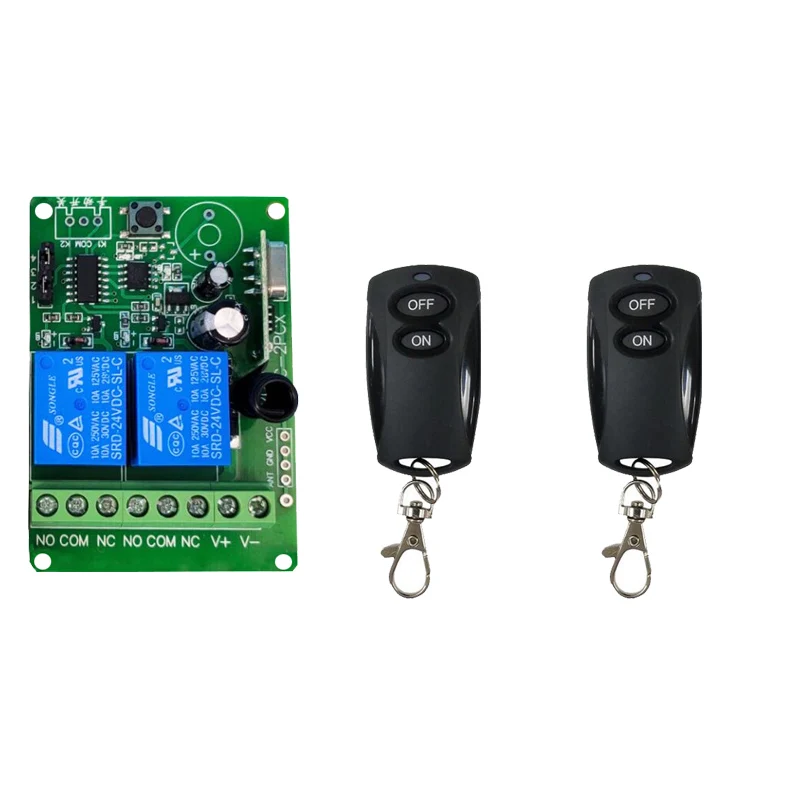 

DC12V 24V 2CH 2CH Пульт дистанционного управления Выключатель света Релейный выход Модуль радиоприемника и черный передача гаражных ворот Электрическая дверь