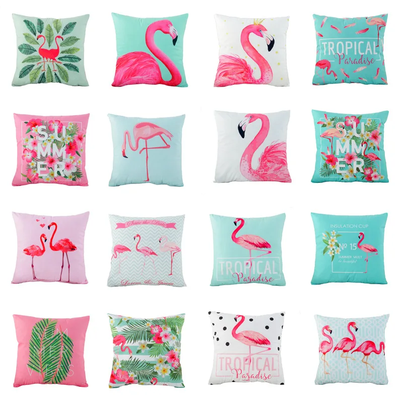 

Decorative Pillows for Sofa Pink Flamingo Pillow Case Home Decor Tropical Summer Throw Pillow Cover for Bed Sofa Couch 45x45