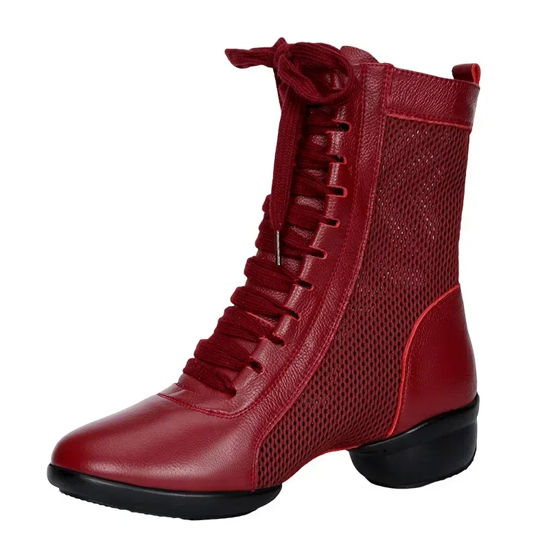 Botas de baile para mujer, zapatos de baile modernos de Jazz, fondo suave, marinero, zapatos de baile cuadrados, botas deportivas, talla 34-42