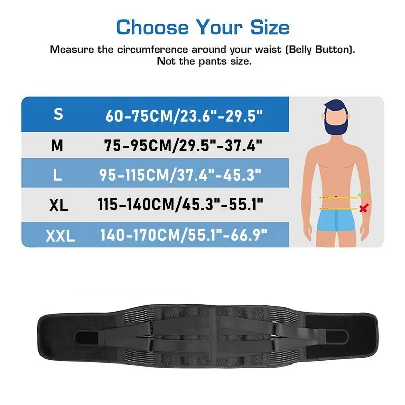 Men Women Lower Back Support Brace with Removable Lumbar Pad Waist Support Belt Orthopedic Waist Corset Back Pain Relief Health