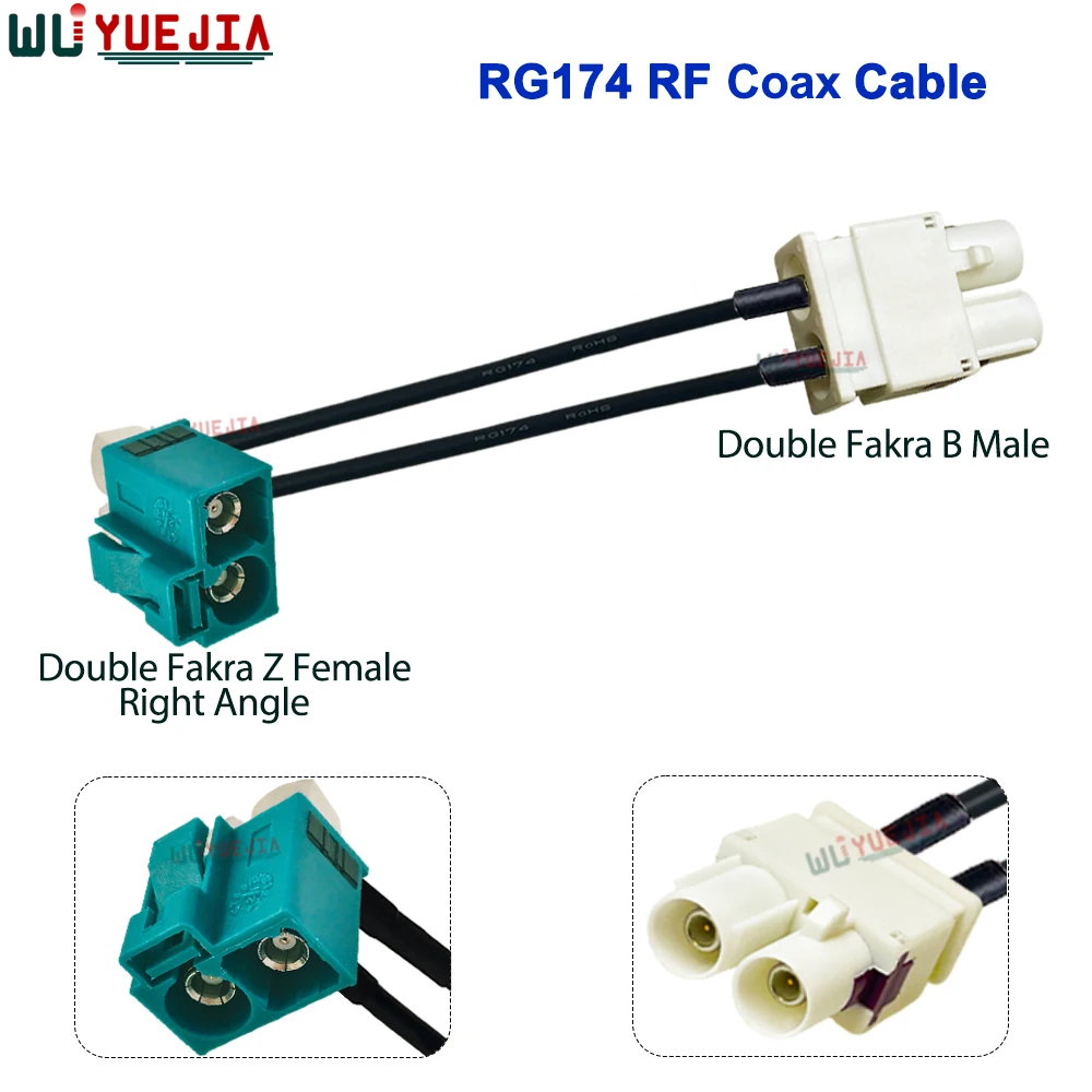 Twin Fakra Cable White Fakra Code B Male to Double Fakra Z Female 90° RG-174 RF Coax Cable WIFI Antenna Extension Jumper Pigtail