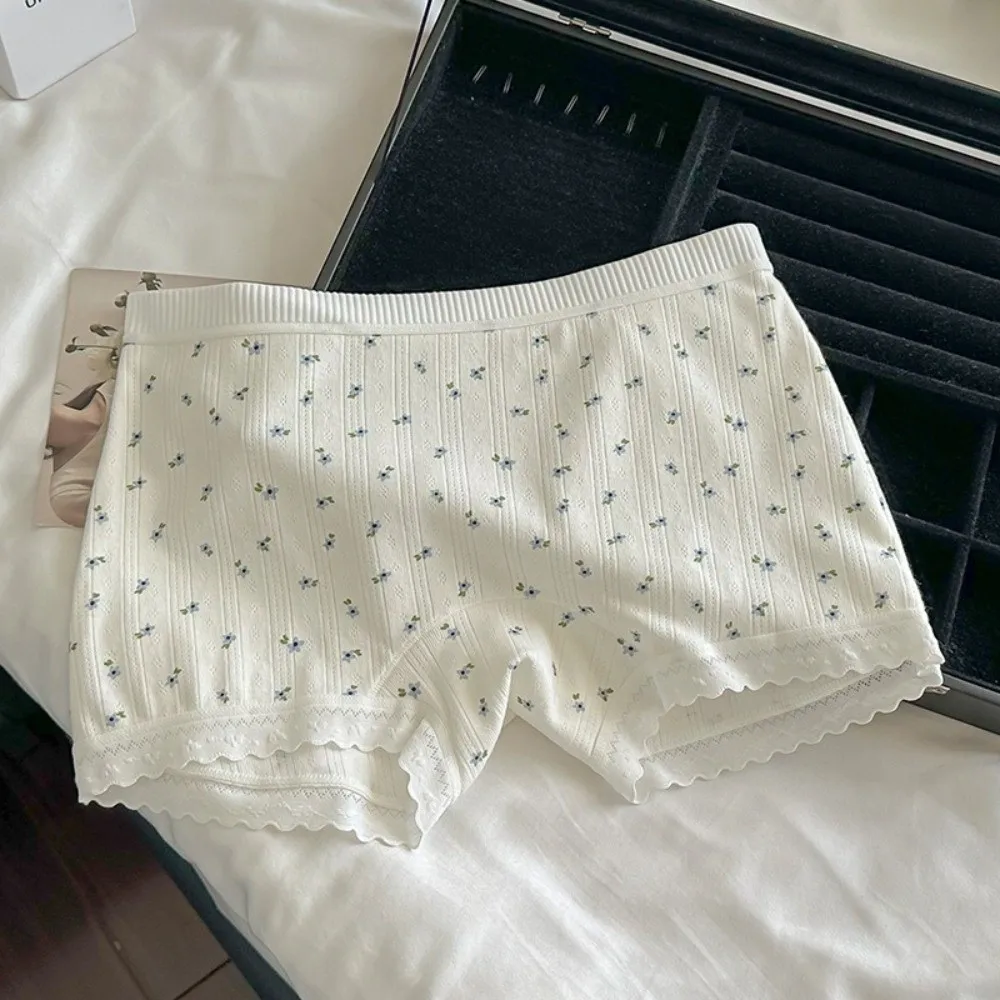 Mid Waist Lace Safety Pants Lingerie Anti-exposure Sweet Floral Shorts Cotton Underwear Ladies Leggings Shorts Ladies
