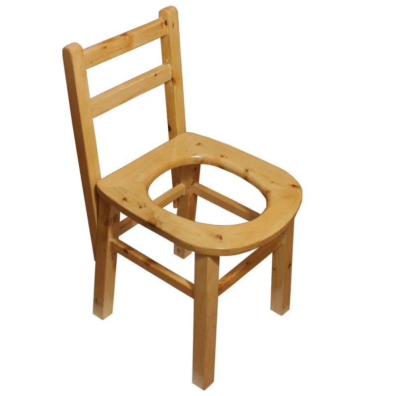 

Переносной мобильный туалет для пожилых и беременных из массива дерева с регулируемой спинкой