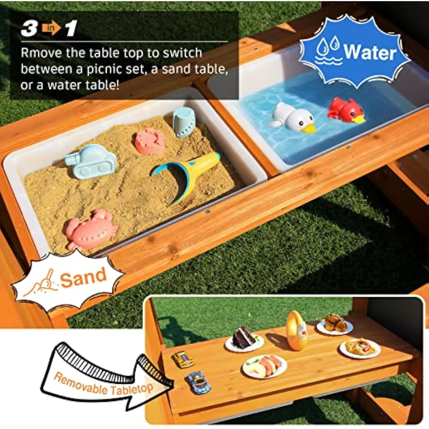 Juego de columpio de madera para niños pequeños, parque infantil con mesa de Picnic, tablero de dibujo, 3 a 6 años, 6 en 1