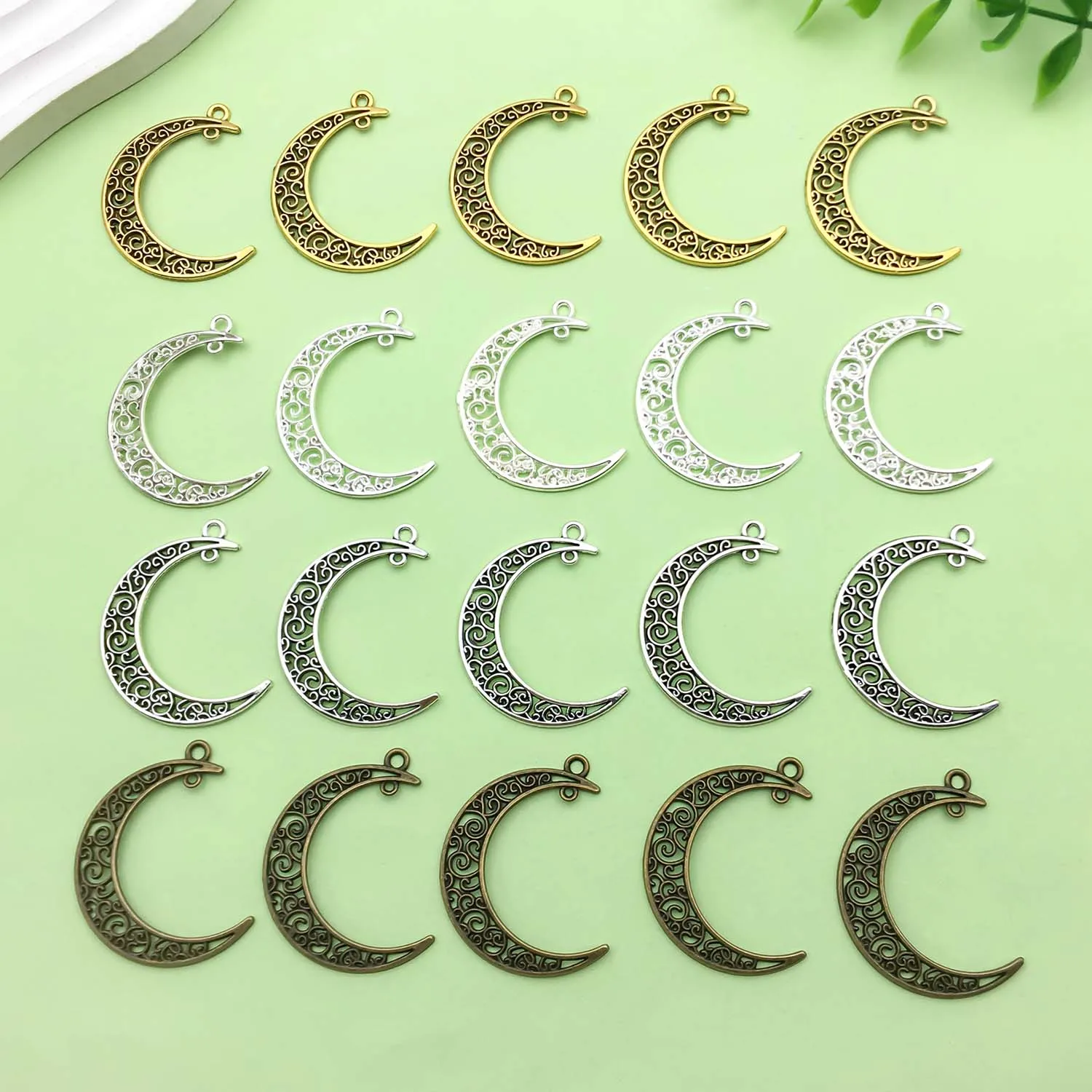 20 Stück 32*38mm Hohlmond Verbinder Charms Legierung Anhänger für DIY Armband Halskette Ohrringe Schmuckherstellung Zubehör