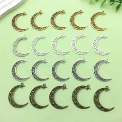 20pcs 32*38mm Hollow Moon Connector Charms Alloy Pendants for DIY Bracelet Necklace Earrings Jewelry Making Accessories