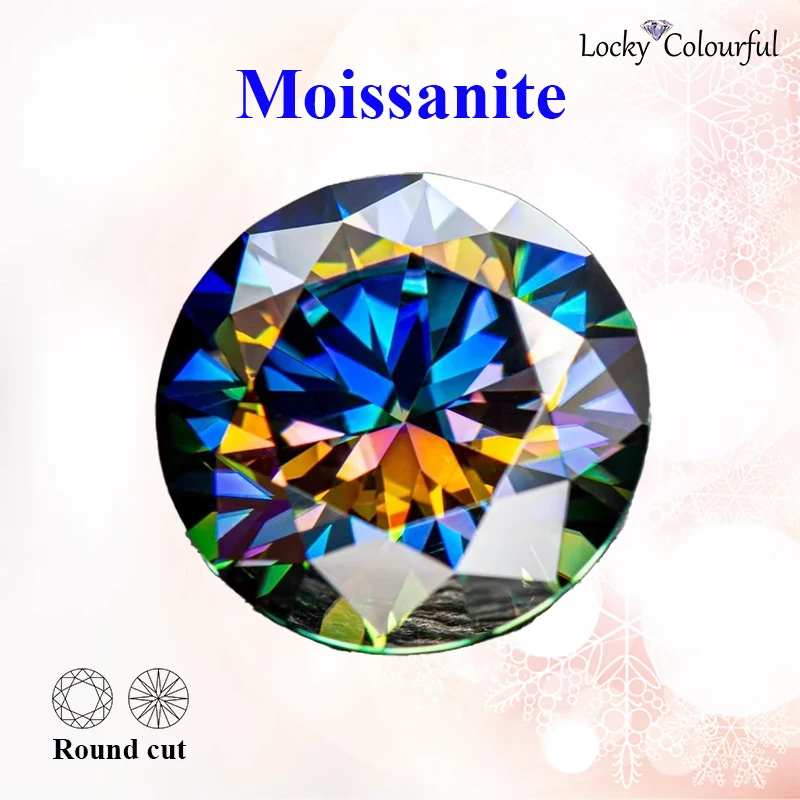 

Moissanite Round Cut Wholesale Rainbow Purple Color Pass Diamond Test Charms for DIY Jewelry Making Rings with GRA Certificate