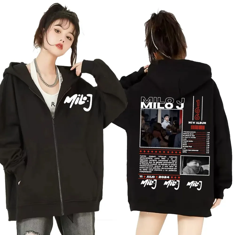 Rapper Milo J 511 Music Album Tour Zip Up Hoodie Harajuku Y2k Aesthetic Jacket Sweatshirts Men Women Casual Fleece Zipper Hooded