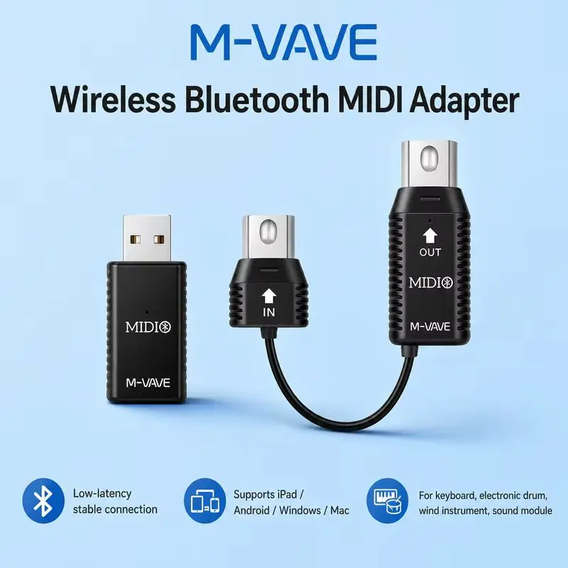 Mvave Wireless Midi Transceiver Bluetooth 5 Pin Midi Adapter For Electronic Wind Instrument Piano Sound Module