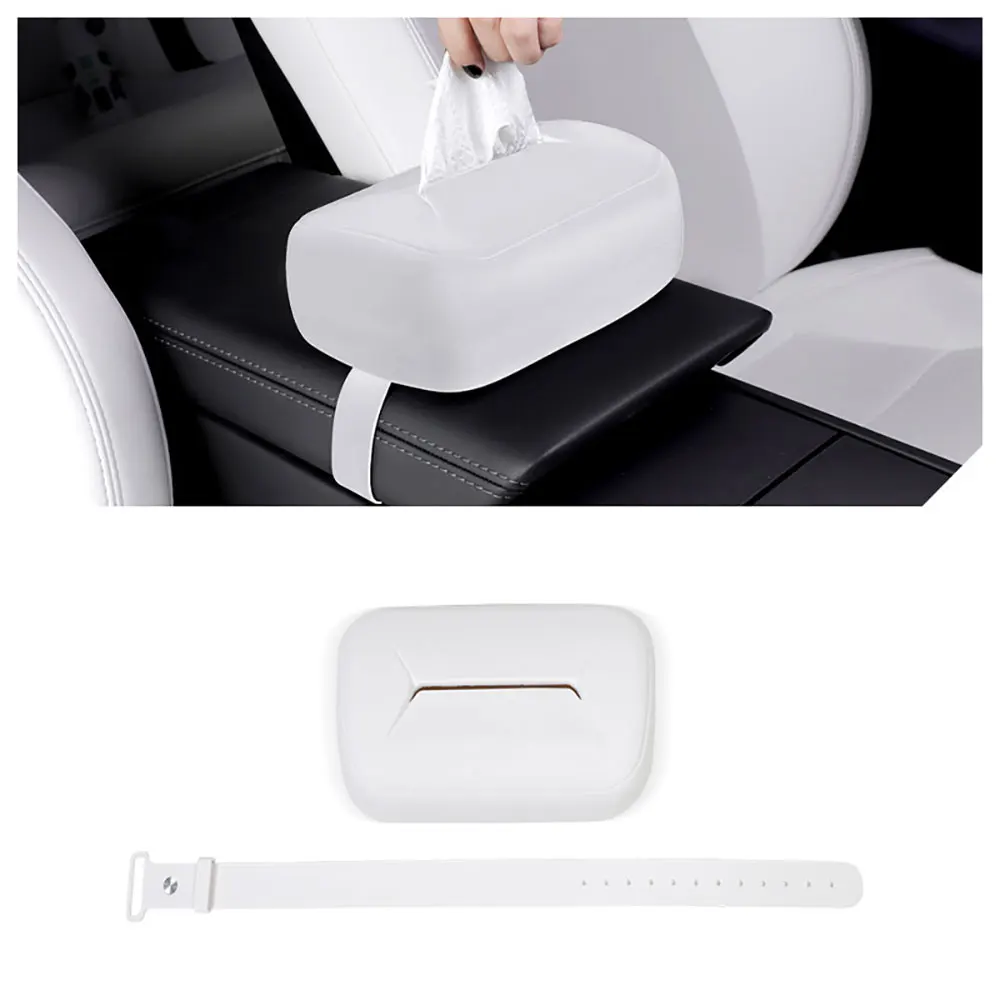 

Silicone Tissue Holder Box with Fix Strap For Tesla Model Y 3 X S Car Tissue Box Seat Back Hanging Auto Interior Accessories