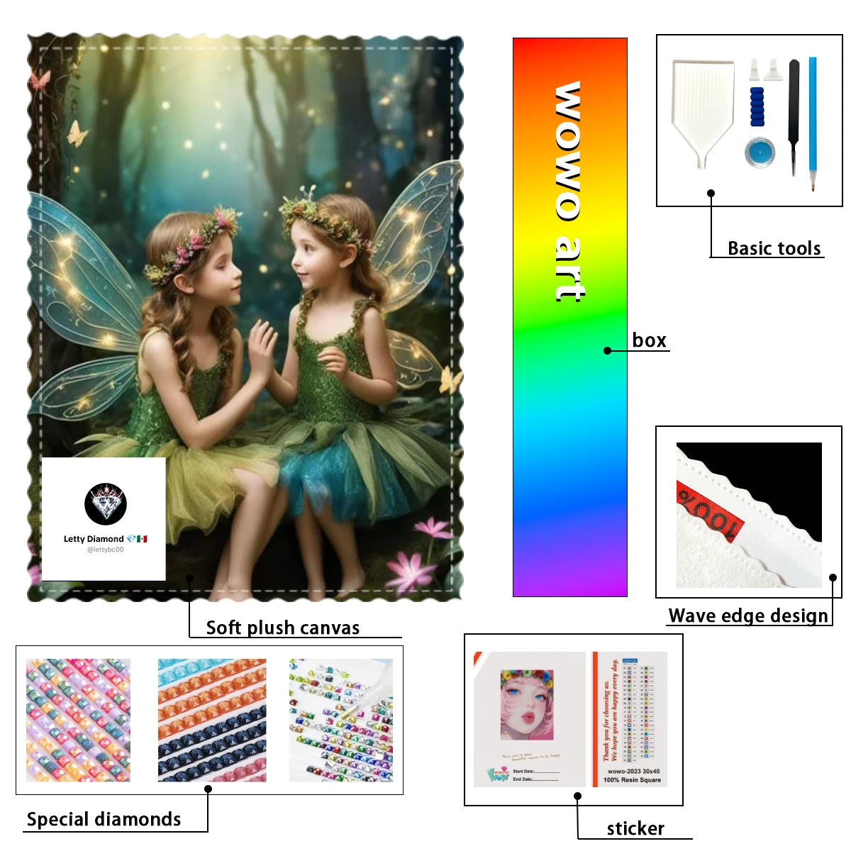 

【Letty Diamond art】Two little butterfly fairies 100% resin FD+ab+xc Diamond Stamping Kit Perfect Masterpiece worth Buyi