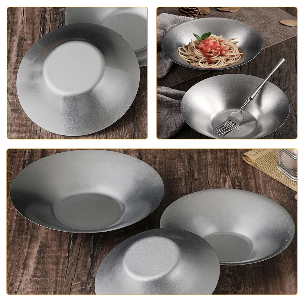 

25Cm Large Capacity Ramen Bowl Stainless Steel Vintage Finish Deep Pasta Soup Salad Dessert Serving Container Kitchen Tableware