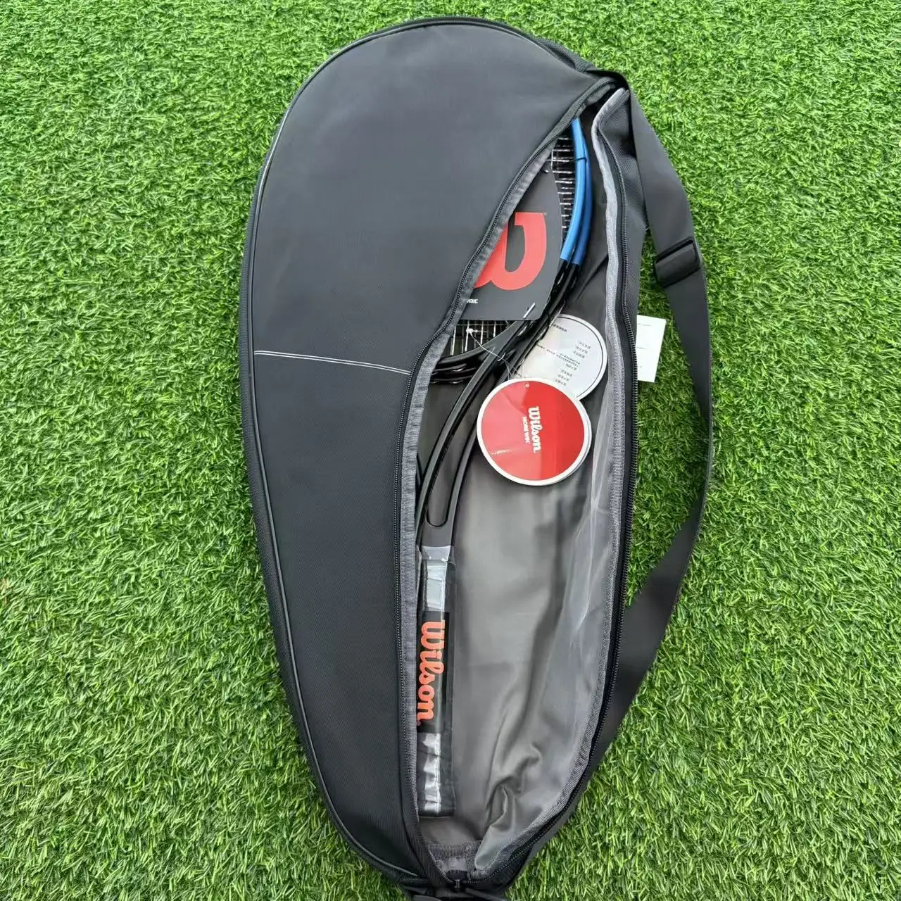Wilson RF Racquet Cover Black Tennis Racket Cover for Men and Women Single Tennis Racket Bag Single Shoulder Tennis Bag