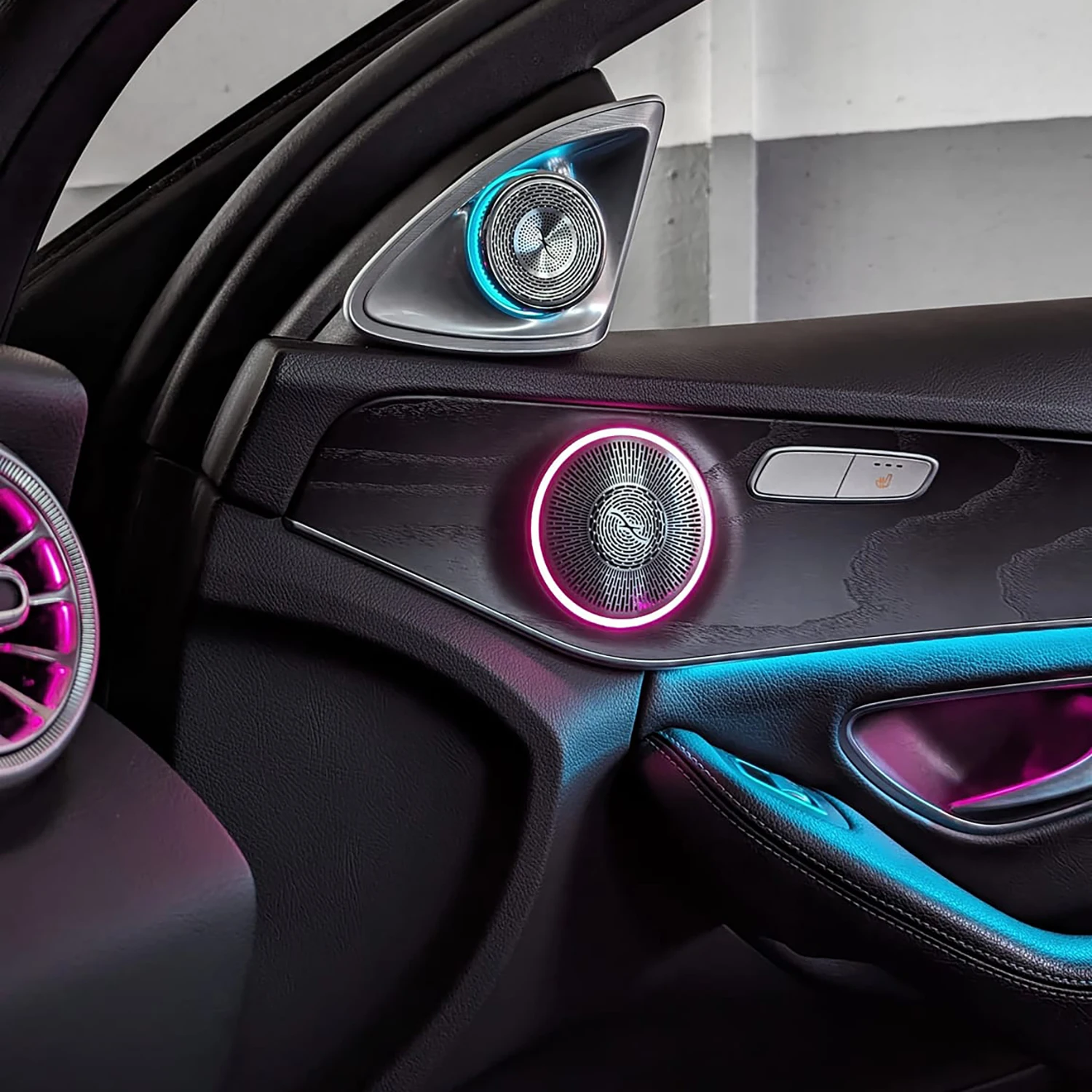 

Full Set W205 LED Ambient Light Kit Luminous Turbine Vent Car Door Speaker Cover for Benz C-class 2015-2021 Atmosphere Lamp