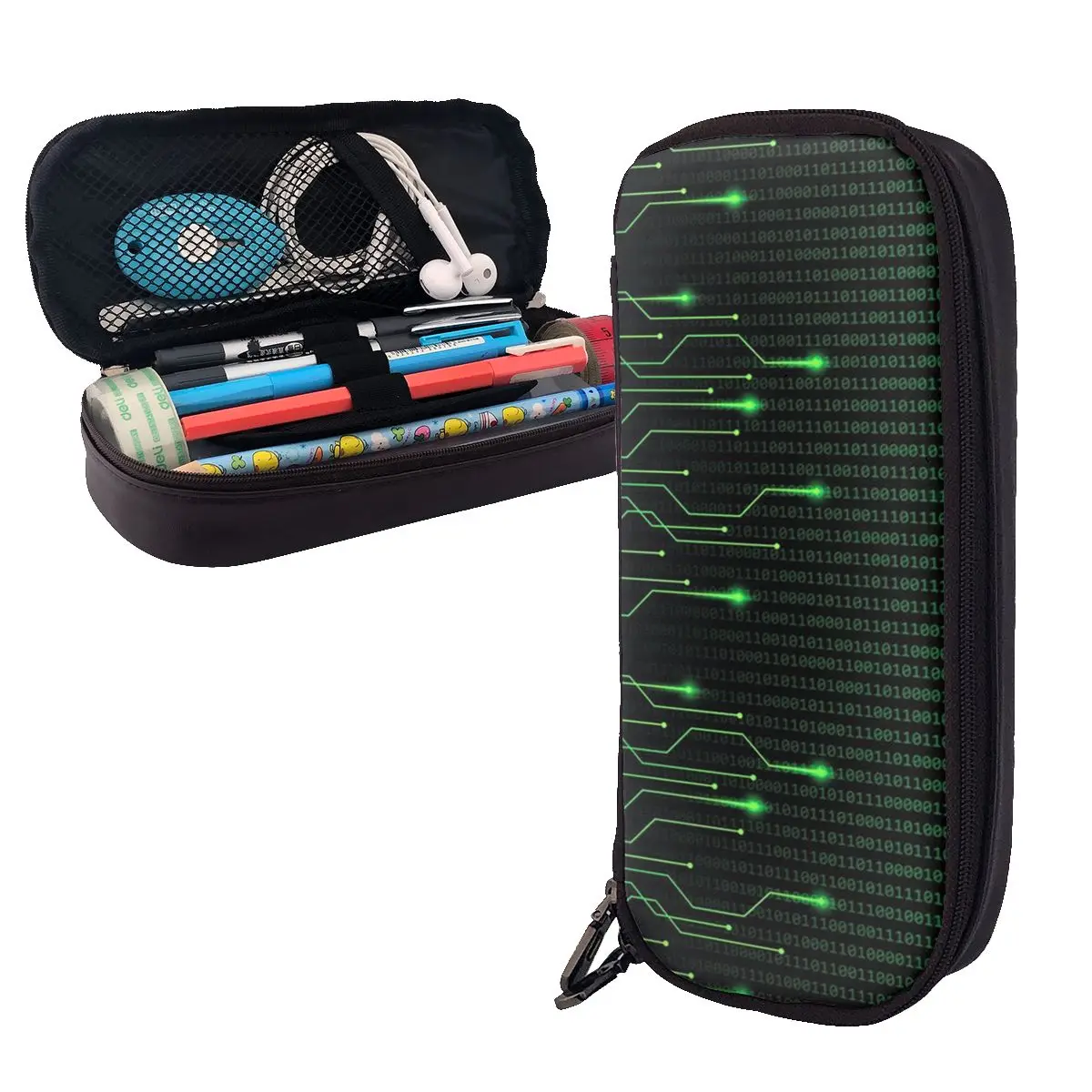 Binary Code Inside Throw Blanket And Lightweight Fleece Leather Pencil Cases Pen Holder Storage Large Storage Pen Box Pencil Bag