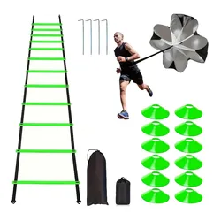 1 set soccer training agility ladder set logo dish resistance parachute ground nail soccer training