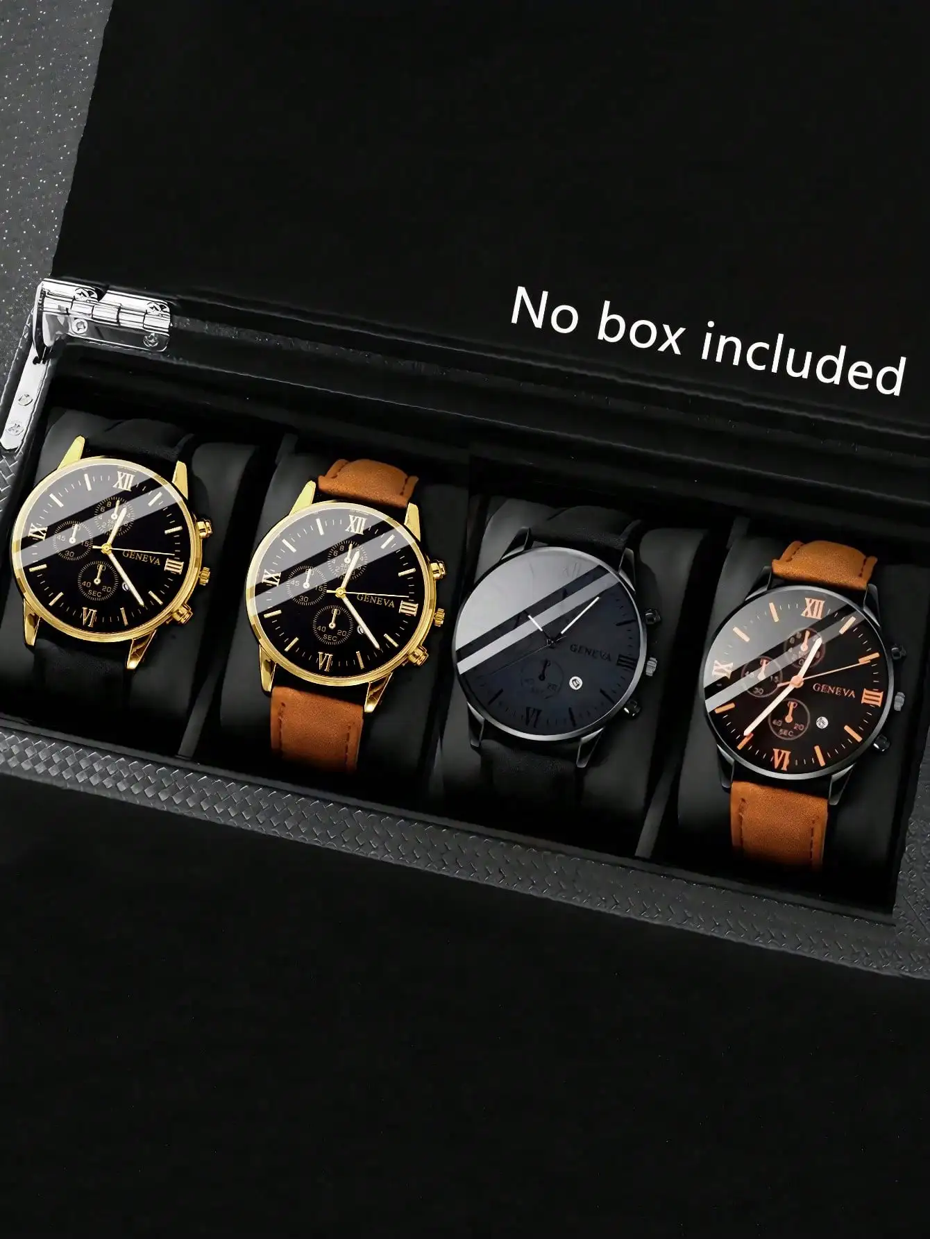 

Набор из 4 мужских кварцевых часов с ремешками из искусственной кожи, циферблатом с римскими цифрами, в повседневном и деловом стиле