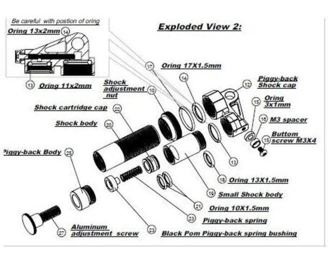 Hot Racing  Aluminum Piggyback Shocks with Adjustable Rebound TRA7061, 49mm for 1/16 Traxxas E-Revo/Slash/Rally/Summit