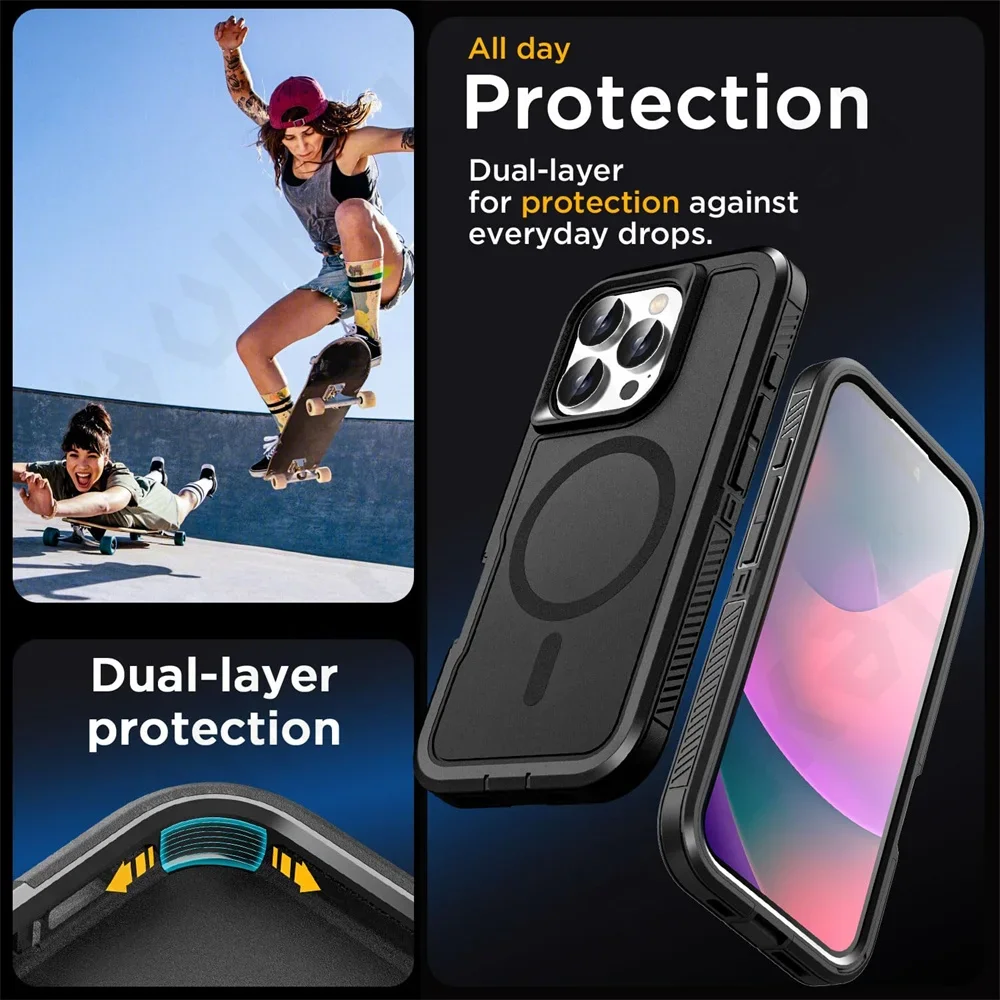 Original Ott Armor Box Hülle für IPhone 16 15 14 13 12 17 Max Plus für Magsafe Wireless Charger Heavy Duty stoßfeste robuste Abdeckung – Detail 5