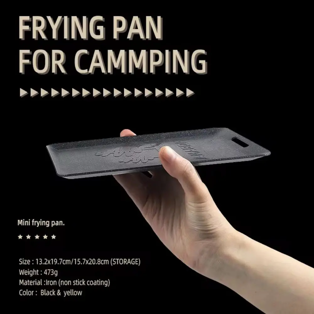 20*13cm Cast Iron BBQ Grill Pan Non-Stick Griddle Skillet with Spatula for Outdoor/Indoor Barbecue Stove Top Cooking