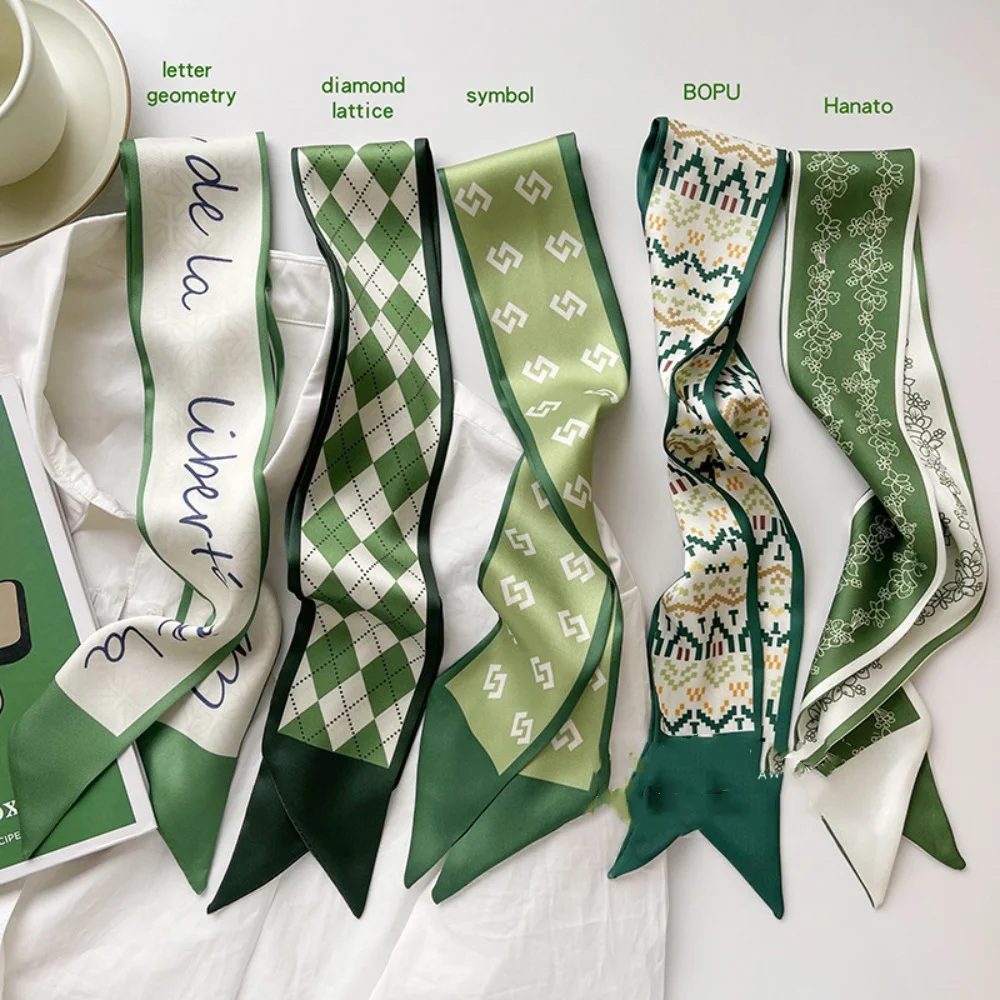 New Multi-Function Thin Scarf Letters Print Decorative Handle Bag Ribbons Neckerchief