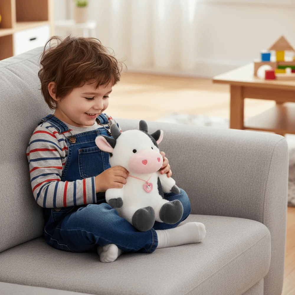 Travesseiro de dormir dos desenhos animados vaca pelúcia boneca fofo macio animais vaca brinquedos bonito kawaii vaca brinquedo de pelúcia presentes para amigo