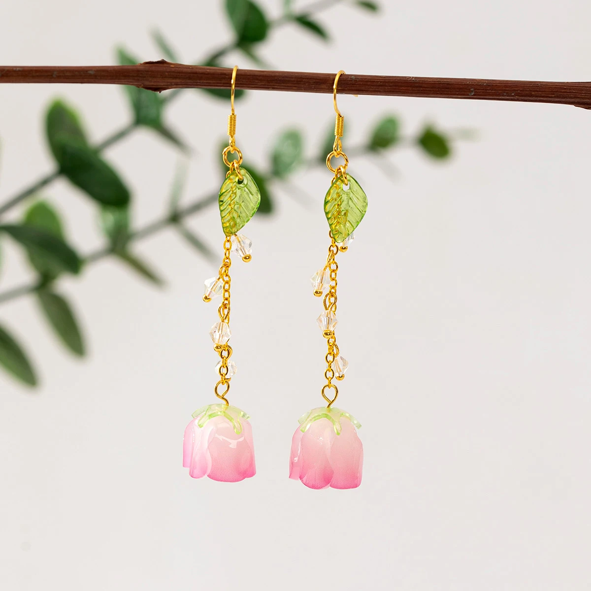 Dainty Handmade Shrink Plastic Tulip Earrings