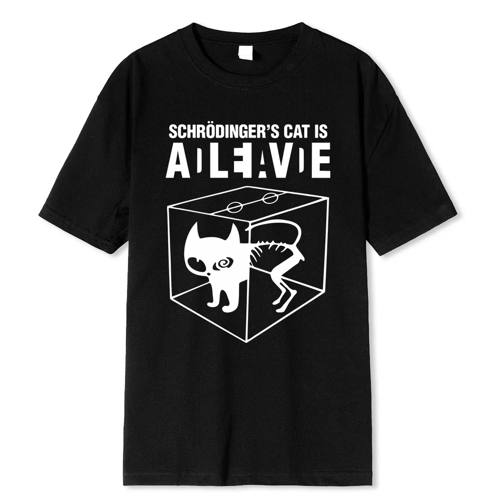 Men\'s T-shirt Top Quality 100% cotton Schrodinger\'s Cat Print Short Sleeve men T shirt Casual The Big Bang Theory Women Tshirt