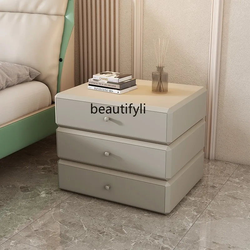 

Solid Wood Paint Chest of Drawers Rotatable Bedside Table Modern Minimalist Bedroom Chest of Drawer Multifunctional Locker