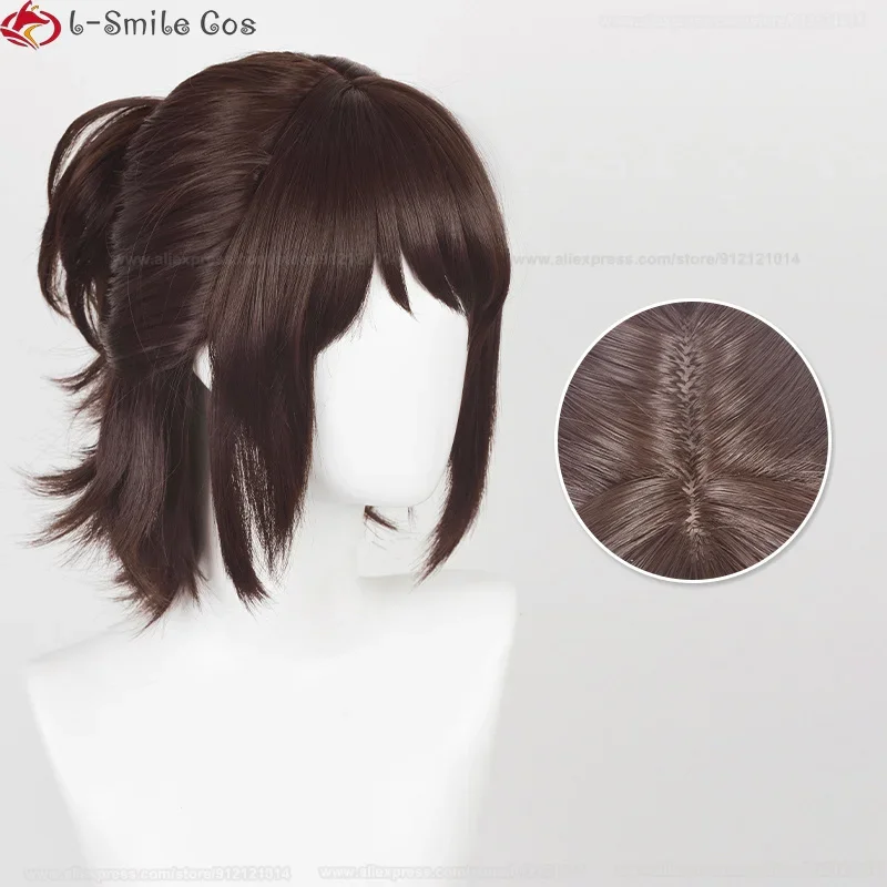 Hange Zoe Cosplay Wig Anime Final Season Hange Zoe 35cm Dark Brown Cosplay Wig Eye Mask Heat Resistance Hair Wig image 3