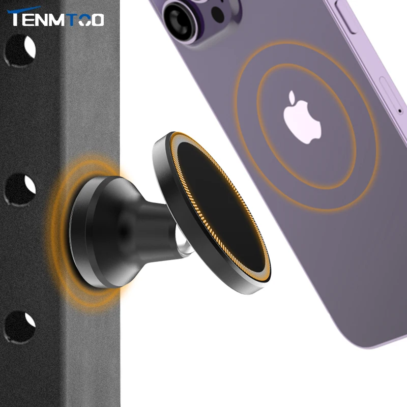 Tenmtoo Dual Magnetic Phone Holder for Gym 360 Rotation All Metal Phone Mount for Magsafe Compatible with iPhone 15 14 13 12 Pro