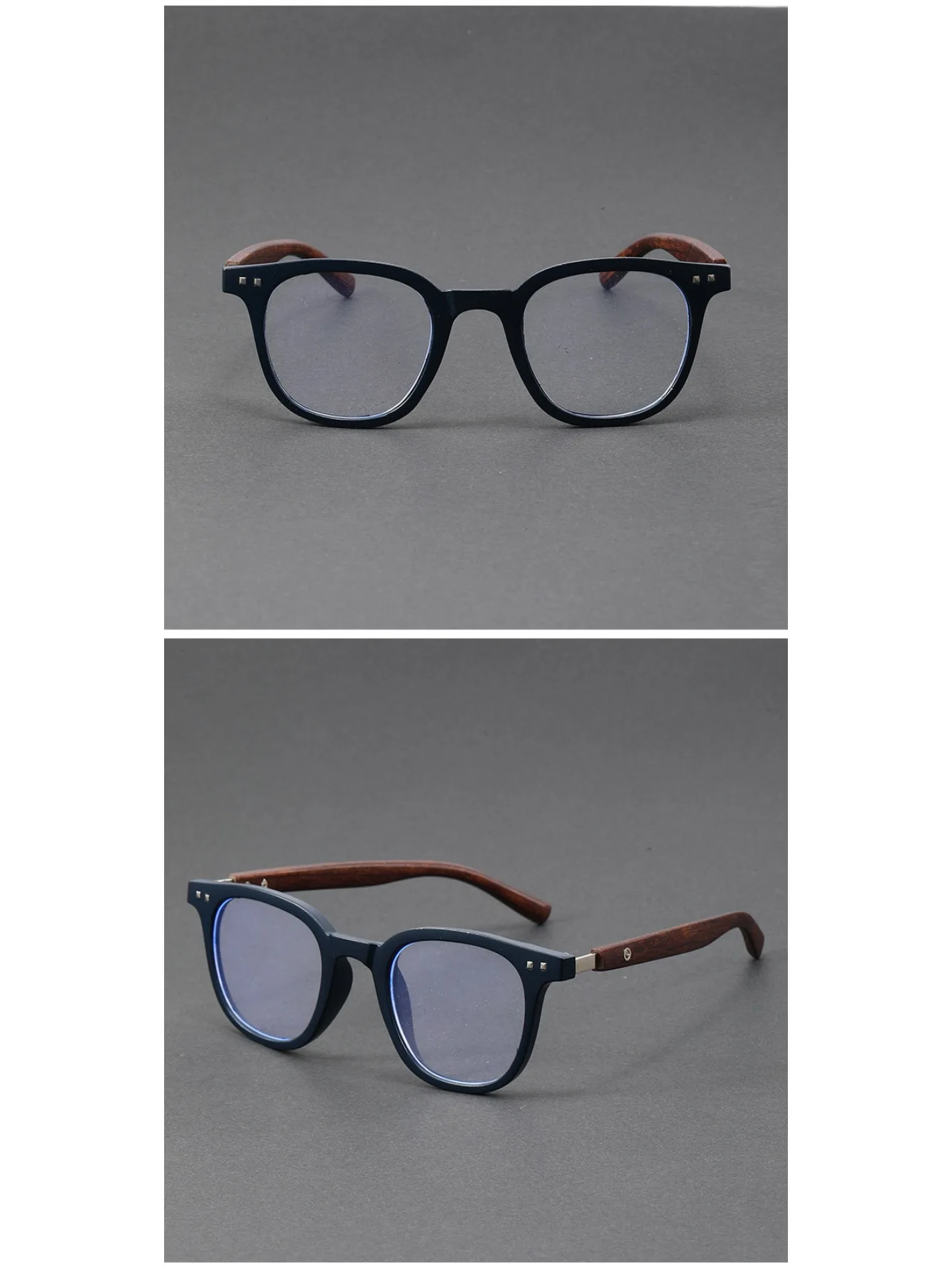 Trendige TR90-Brille mit Anti-Blaulicht-Holzmaserung, für Herren und Damen, großes Quadrat, Blue Ray-Blockierung für Computer-Glasrahmen F83026 – Detail 6
