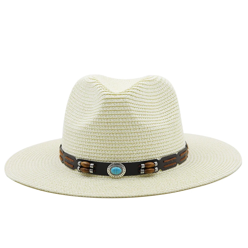 Chapeau de plage en paille à large bord pour homme et femme, casquette de soleil d\'été, Fedora, grande taille, 54cm, 56 cm, 58cm, 59 cm, 61cm