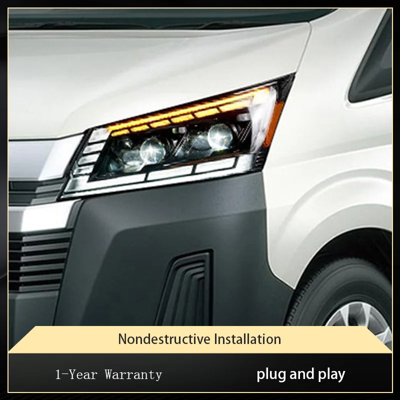 

Фары для Toyota Hiace 2019 2020 2021 2022, светодиодный новый дизайн, обновление автомобильного освещения DRL, биксеноновые передние лампы, аксессуары
