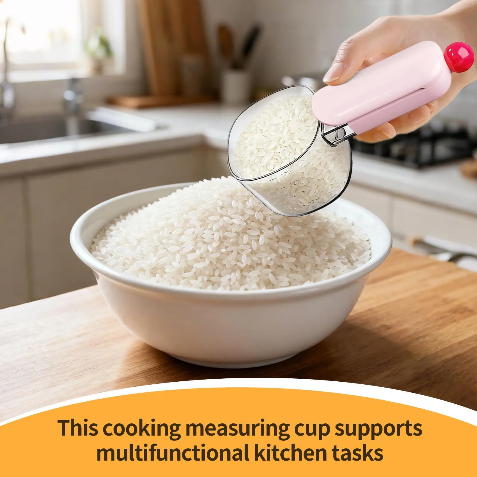 Flour Measuring Cup With Bag Clip Portioning Kitchen Utensil Multi-Functional Food Scoop For Home Apartment Restaurant Cafe view 2