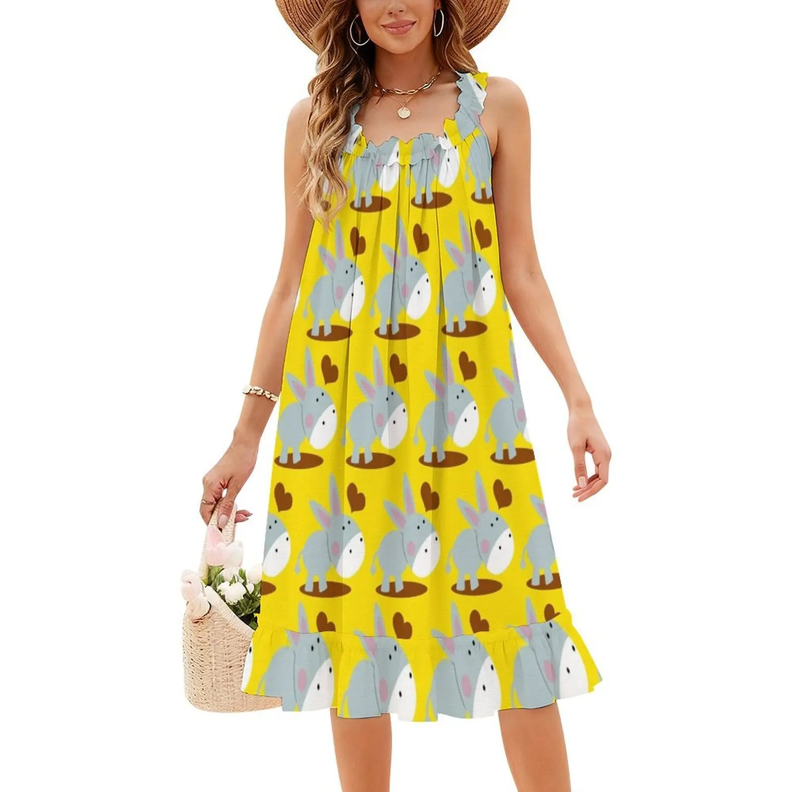 فستان قصير على طراز Donkey Preppy للنساء على شكل حرف a فضفاض مناسب فستان يوم غير رسمي حمار حيوانات المزرعة حديقة الحيوان الأطفال الرضع المرأة #4