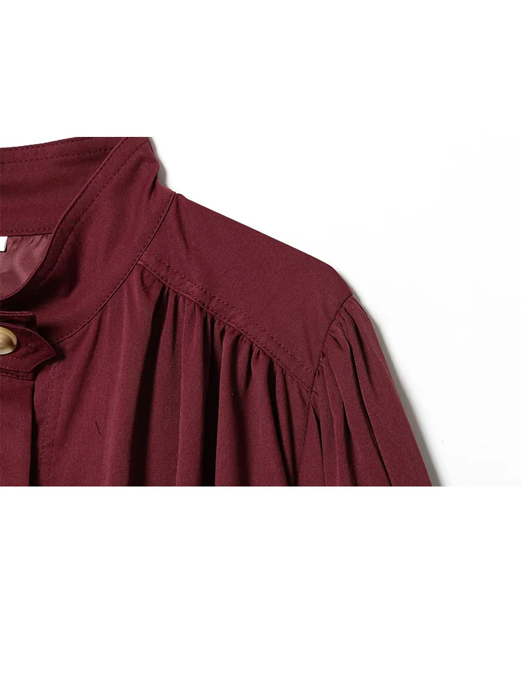 

HH женская модная осенняя куртка с высоким воротником и длинными рукавами, однорядные пуговицы, плиссированная декоративная куртка, женское повседневное облегающее пальто