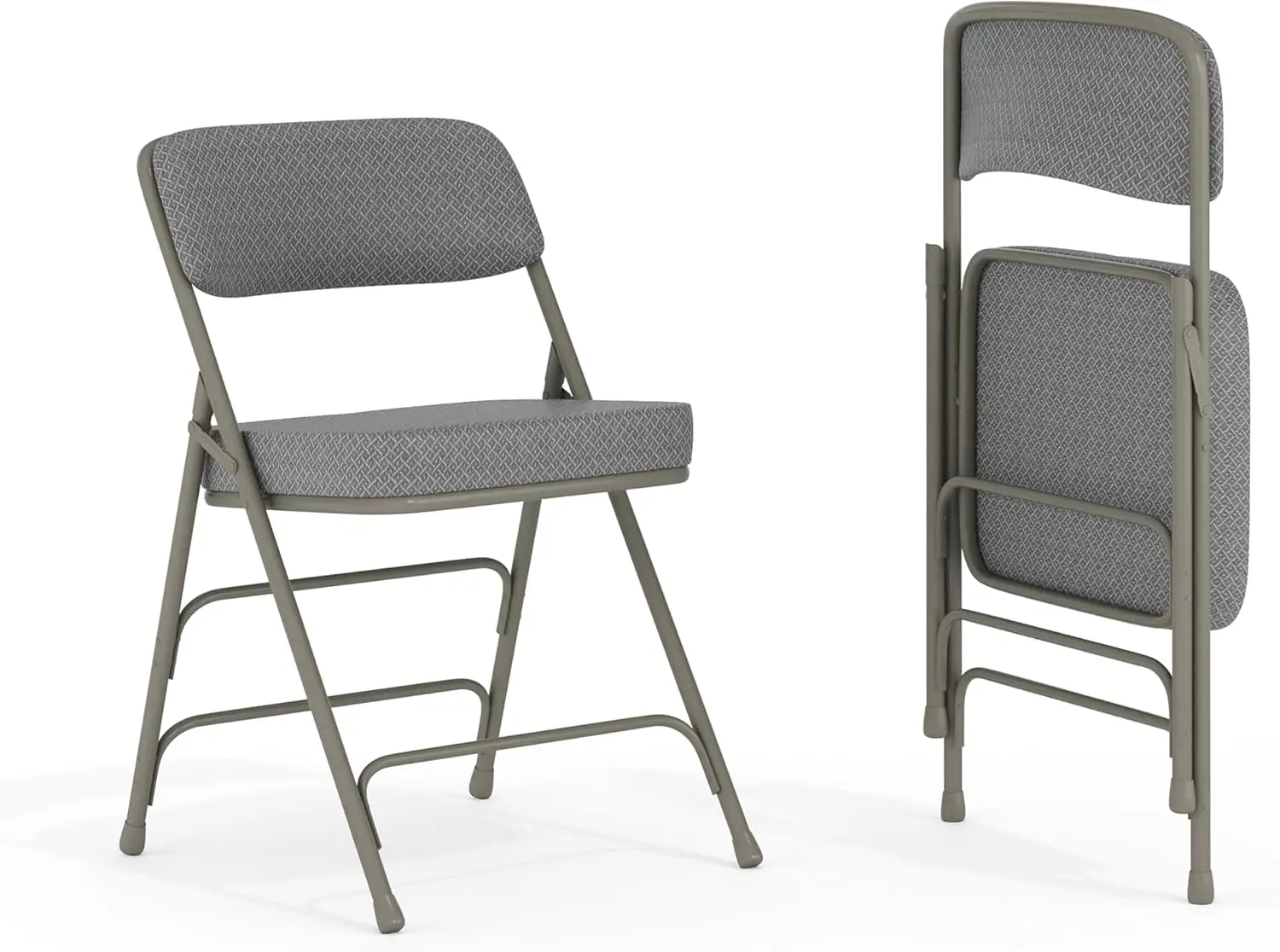 

Furniture 2 Pack HERCULES Series Premium Curved Triple Braced & Double Hinged Gray Fabric Metal Folding Chair