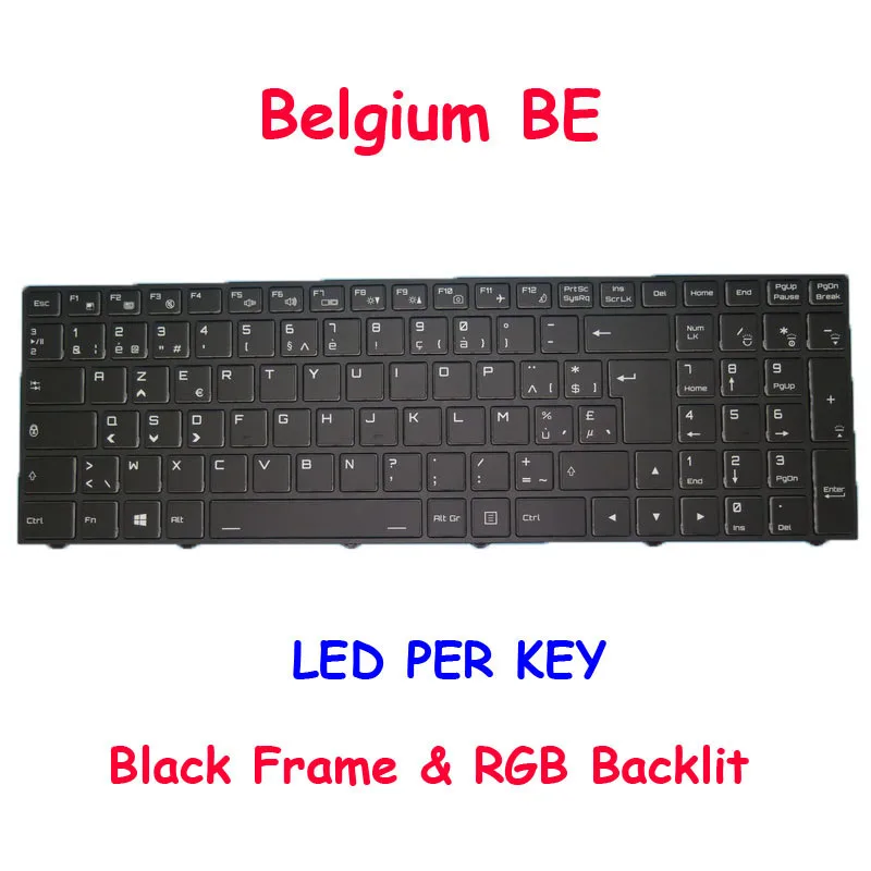 YD Laptop LED PER KEY Backlit Keyboard CVM17L26B0J430 6-80-PA7E0-240-1 PA70 PA70EP6 PA70EP6-G PA70ES PA71EP6 PA71EP6 Belgium BE