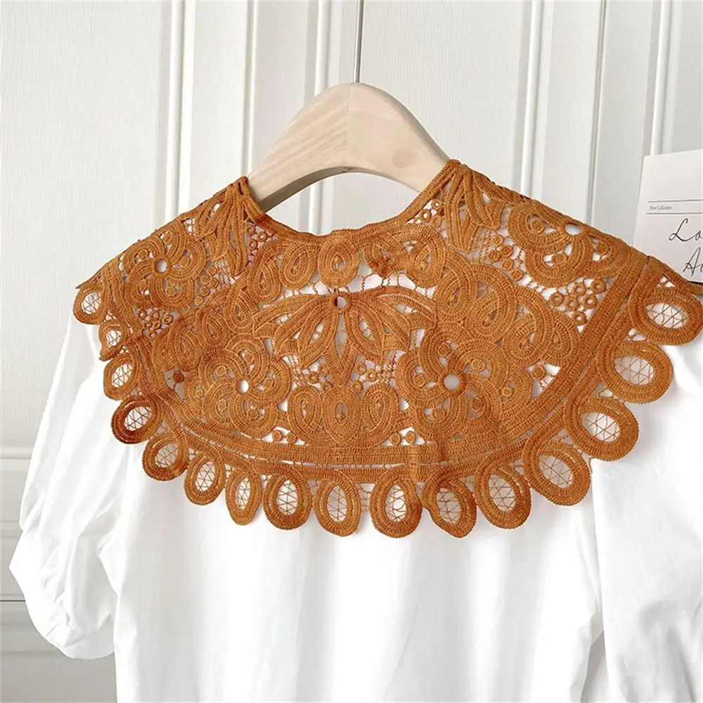 Knitting Fake Collar Casual Solid Color Crochet Detachable Collar Hollow Shawl Women Ladies