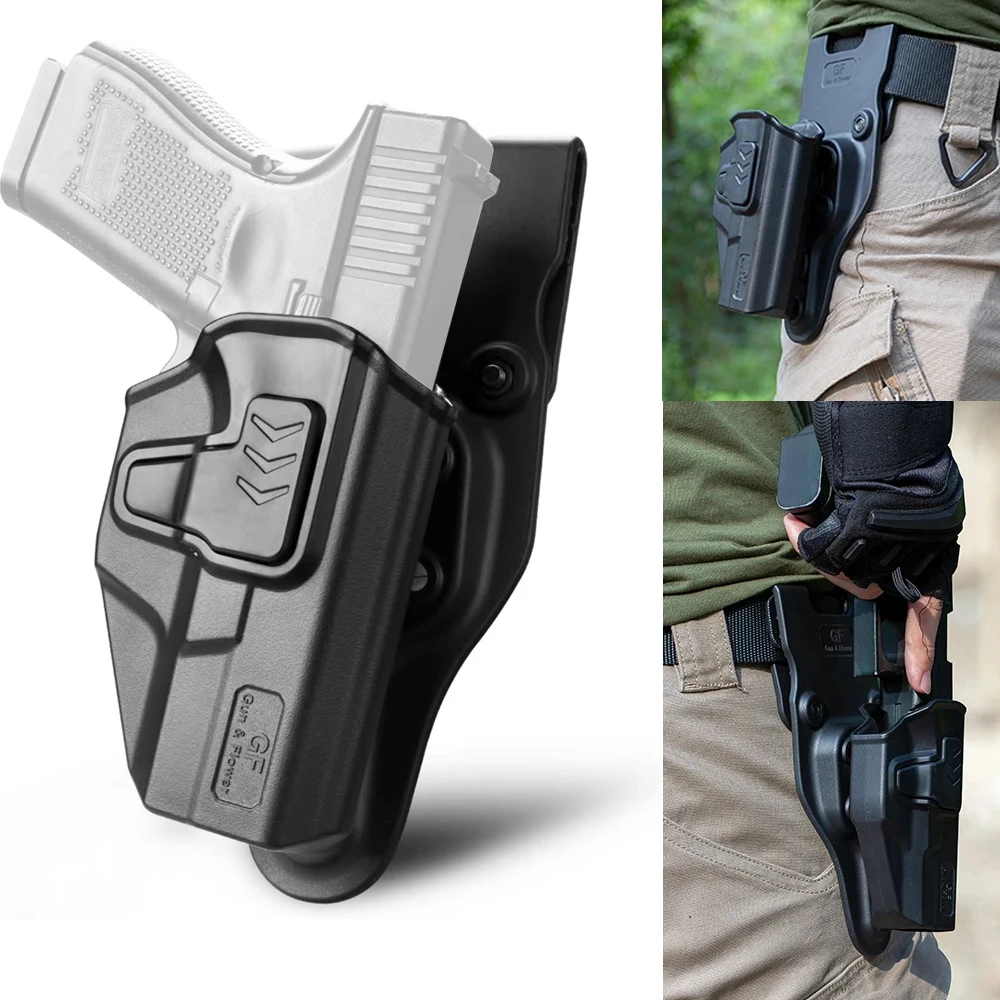 

OWB Duty Holster Fit Glock19/19X/23/32/45(3-5) Gunflower Concealed Carry Index Release Polymer Bag with Paddle Attachment Right