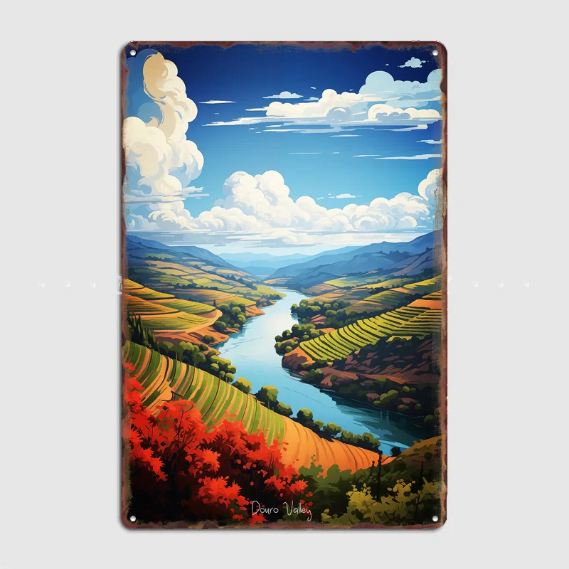 

Douro Valley Oil Painting Travel Scenic Spot Retro Poster Metal Sign Club Indoor Room Wall Decor Custom Posters Home Decor