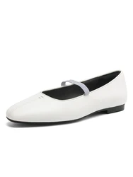 NEW 2025 Spring Ballet Flats Trend Split Leather Women Mary Janes Flat Shoes Elegant Patchwork Ladies Black Brown Beige Shoes